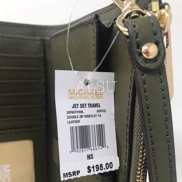 Michael Kors DoubleZip Wristlet Wallet Duffl Green - Picture 6 of 6